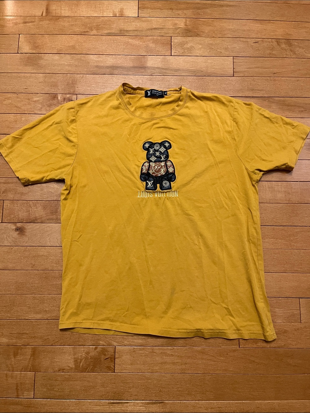 Louis Vuitton Men’s Mustard Yellow Bear Logo Short Sleeve Tee